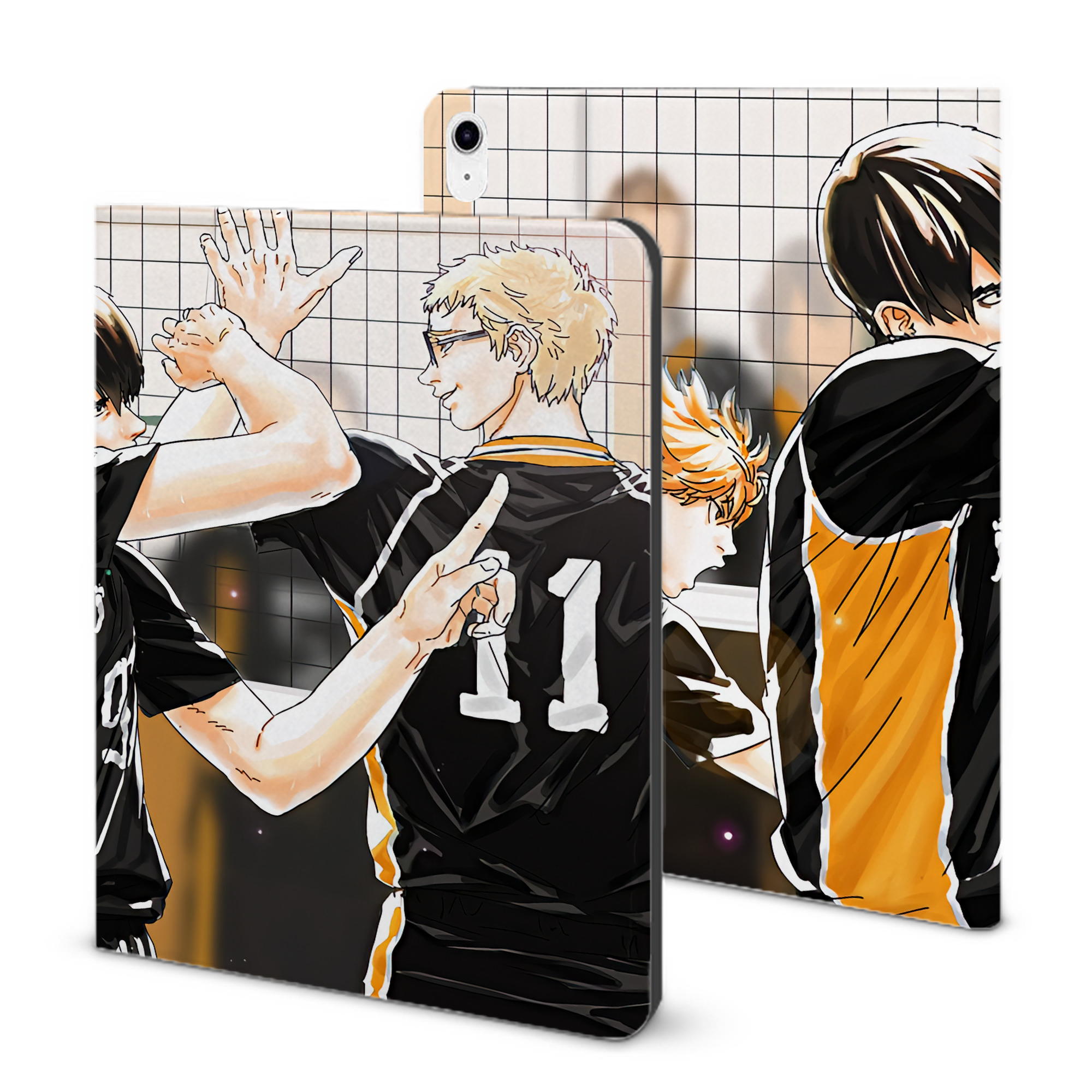 （画像用） ハイキュー!! Haikyu!! IPad ケース ブック型 PUレザー TPU 耐衝撃 軽量 薄型 ペン収納なし 全面保護 IPad 各モデル対応